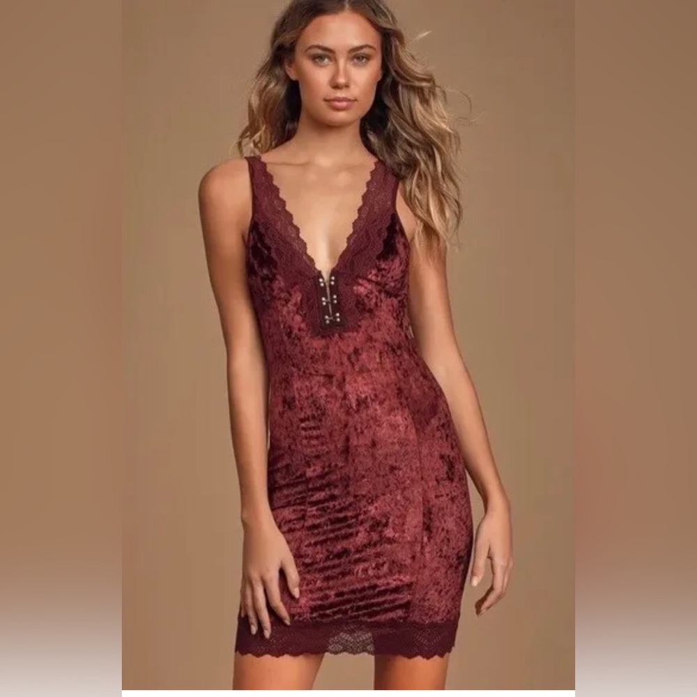 Free People Wait for It dress small red burgundy velvet